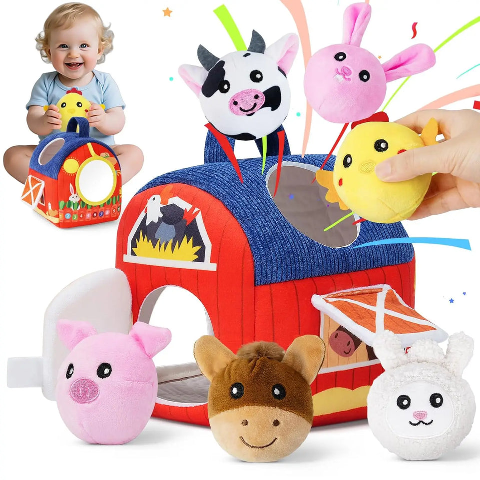 Surprise Barn Stuffed Farm Animals Toys For Baby 6-12 Months Montessori Toys Sensory Balls Toddlers Christmas Stocking Gift